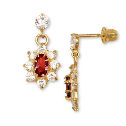 14K Yellow & White Gold Dangle Flower Shape Earrings for Women