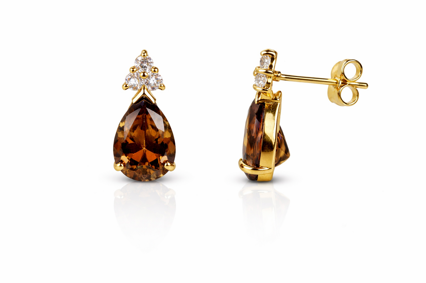 14k Yellow Gold Pear Shape Stud Earrings