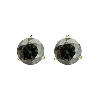 14K Gold GRA CertifiedD-VVS1 Grey Moissanite ScrewBack Stud Earrings