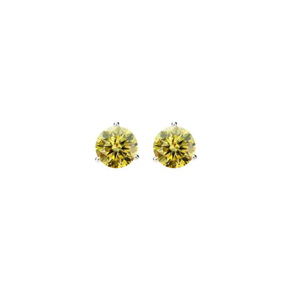 14K Gold GRA CertifiedD-VVS1 Lemon Yellow Moissanite ScrewBack Stud Earrings