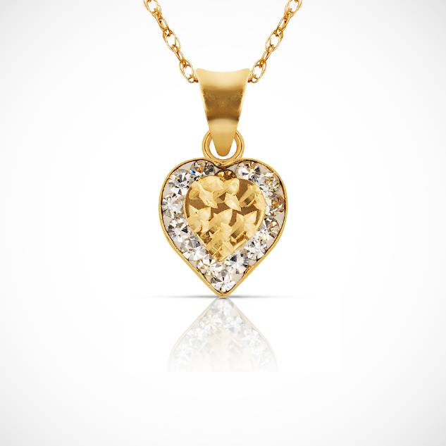 14K Yellow Gold Beautiful CZ Heart Shape Pendant for Women