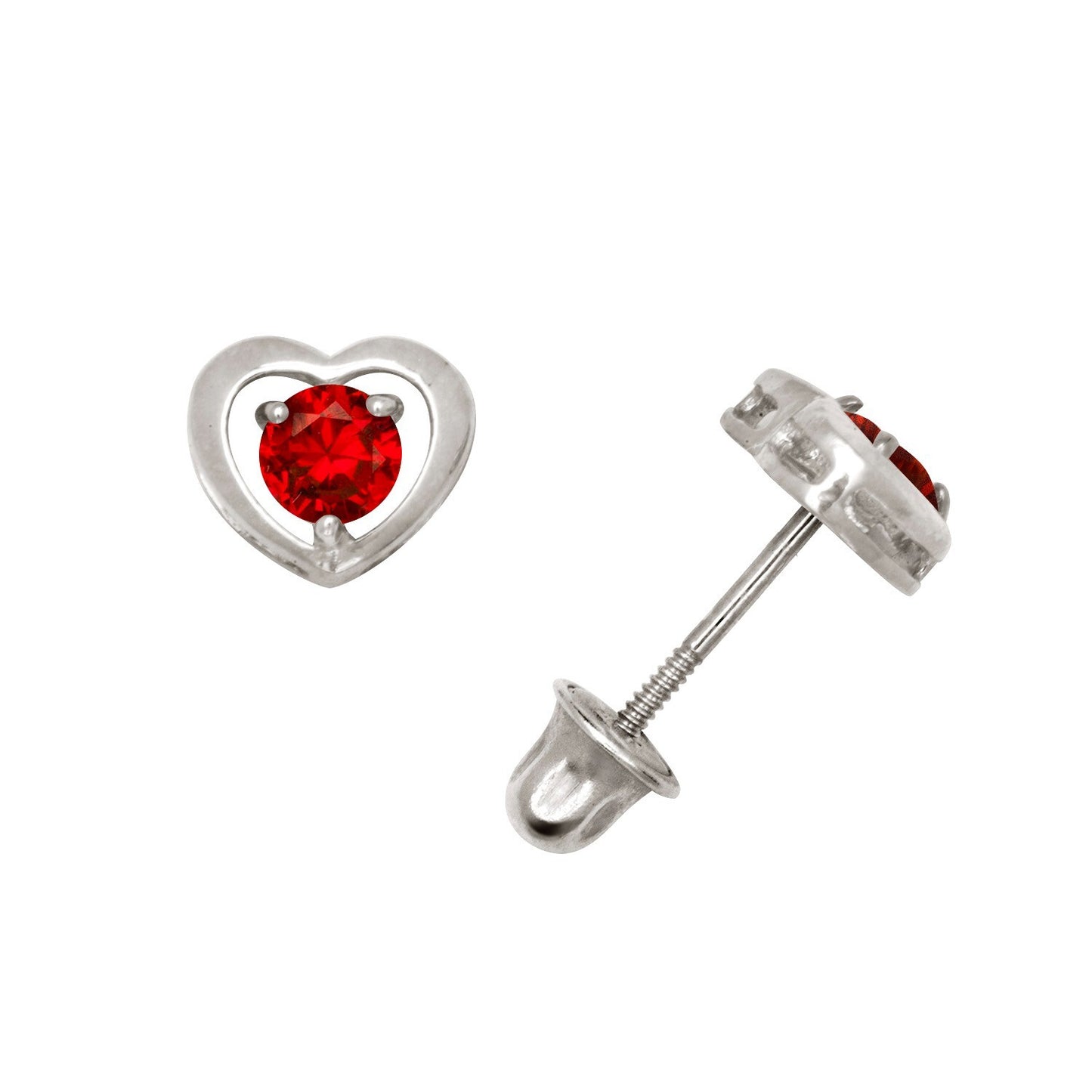 14K Yellow & White Gold Elegant CZ Heart Shaped Stud Earrings for Women
