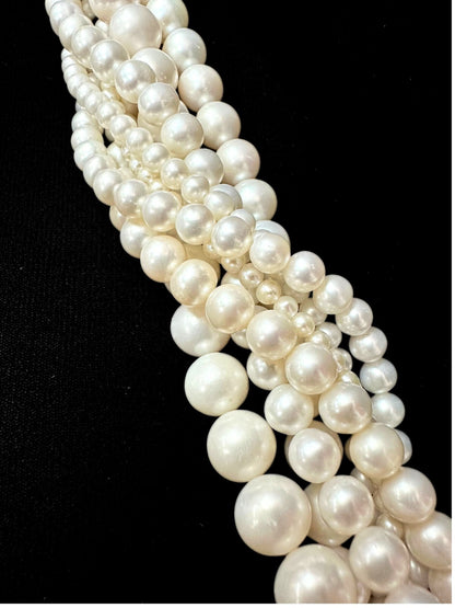 Grade AAA Fresh Water Pearl Round White 3mm-9.25mm in Strand 15.5"