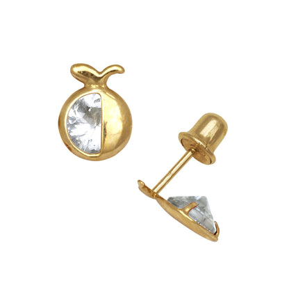 14k Yellow Gold  Apple CZ Birthstone Stud Screw Back Earrings