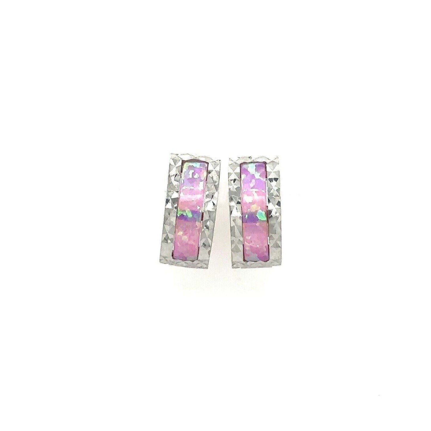 14k White Gold Light Pink Huggie Hoop Earrings