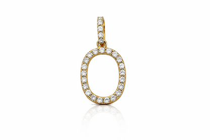 14k Yellow Gold Initial Letter CZ Pendant: Medium