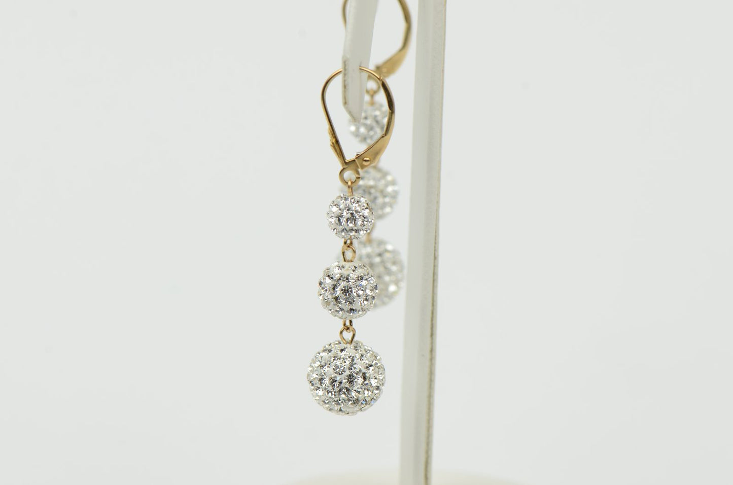 14K Yellow Gold Leverback Dangle Earrings with Genuine Czech Crystals