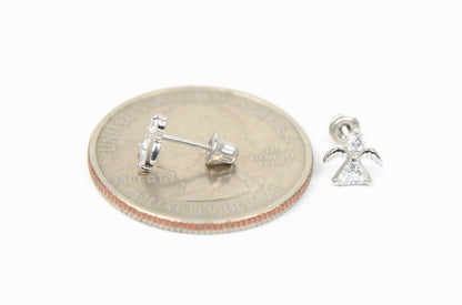 14k Yellow or White Gold Angel CZ Stud Earrings