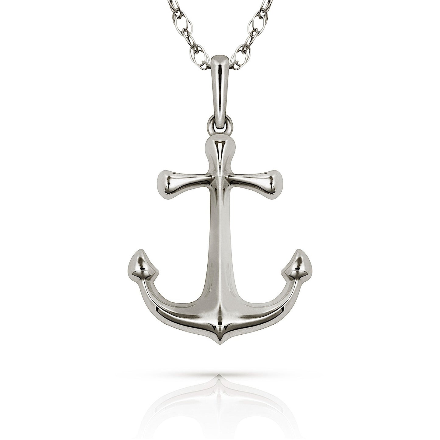 14k Yellow & White Gold Anchor Pendant For Women