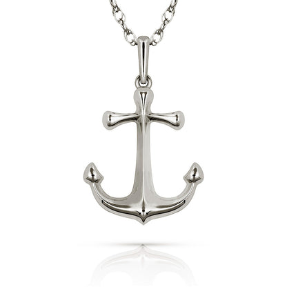 14k Yellow & White Gold Anchor Pendant For Women