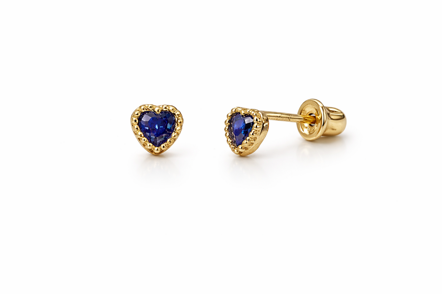 14k Yellow Gold Heart CZ Birthstone Earrings