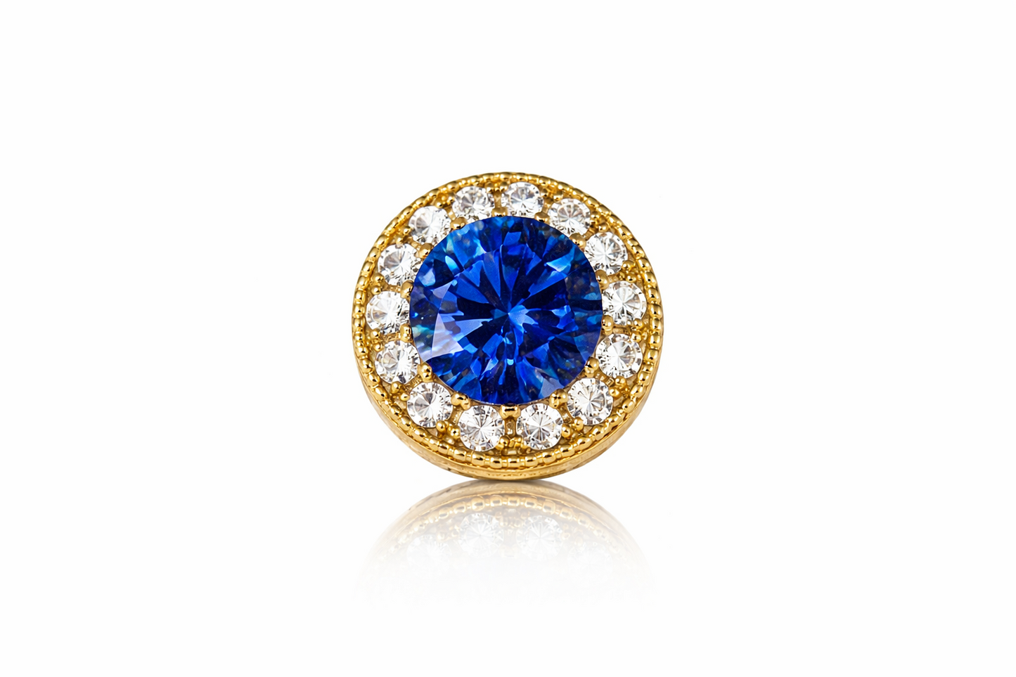 14k Yellow Gold Halo Round Pendant