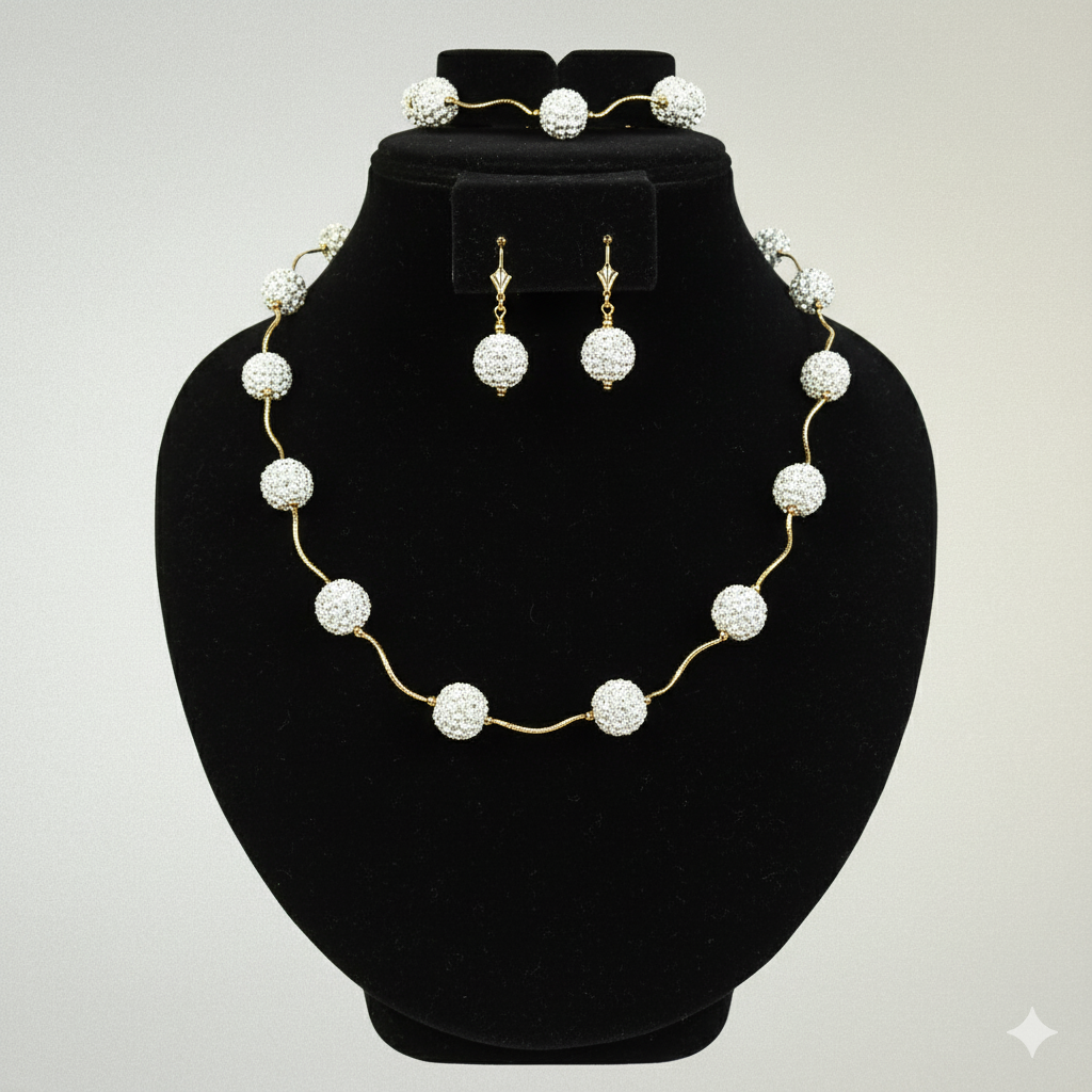 14k Yellow Gold Crystal Jewelry Sets for Women Elegant Jewelry Gift