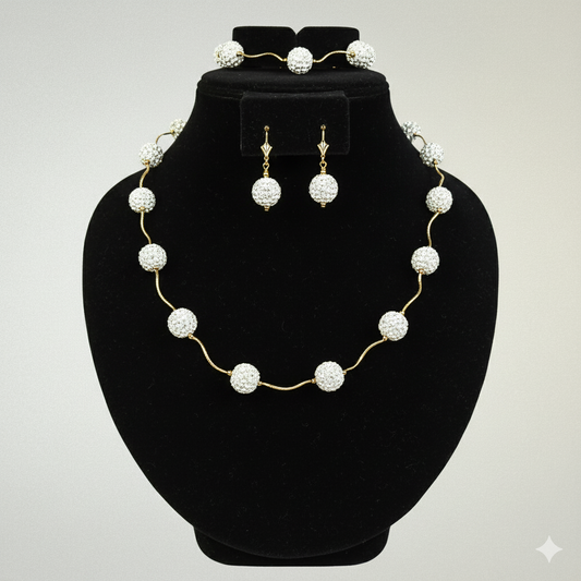 14k Yellow Gold Crystal Jewelry Sets for Women Elegant Jewelry Gift