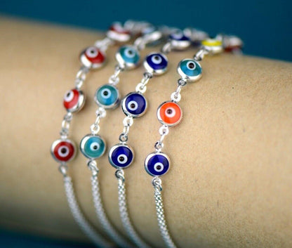 14k Yellow Gold White Gold Evil Eye Bracelet