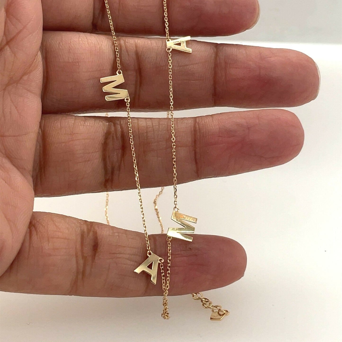 14K Yellow/ White/ Rose Gold "MAMA" Charm Necklace