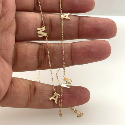 14K Yellow/ White/ Rose Gold "MAMA" Charm Necklace