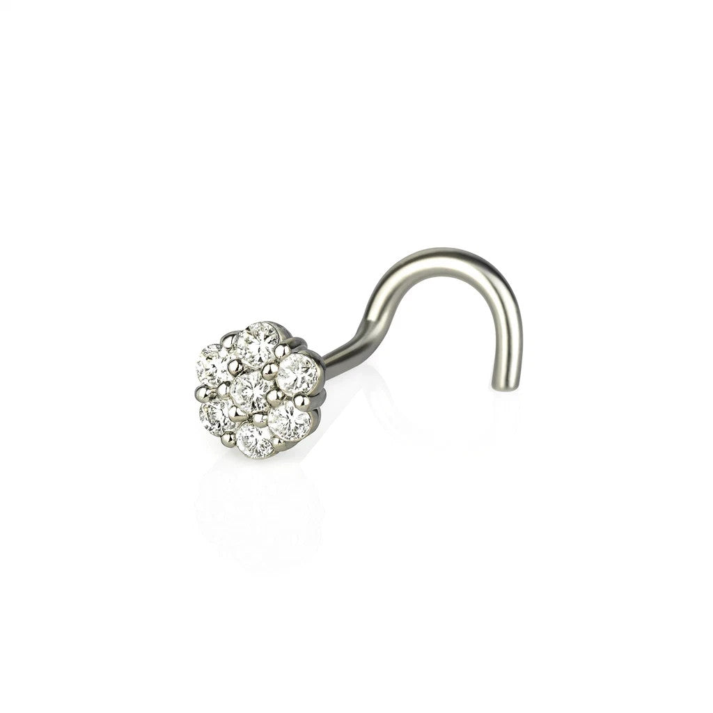 14k Yellow or White Gold CZ Nose Piercing Stud