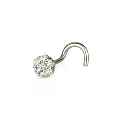 14k Yellow or White Gold CZ Nose Piercing Stud