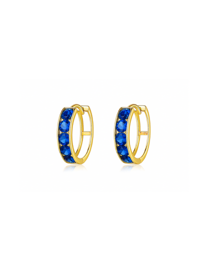 14k Yellow Gold CZ Birthstones Huggie Earrings