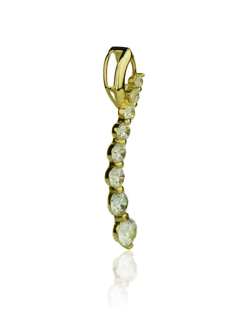 14k Yellow Gold Brilliant Round Cut Journey Pendant