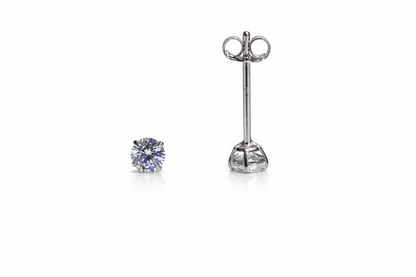 14K White Gold 3mm Round Birthstone Stud Earrings with Push back