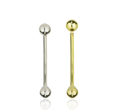 14k Yellow or White Gold Ball Barbell Bar Tongue Body Jewelry Piercing