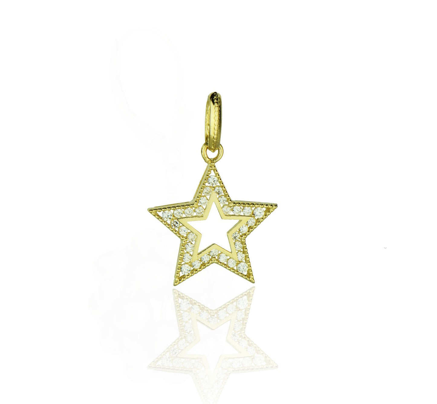 14k Yellow and White Gold CZ Star Pendants