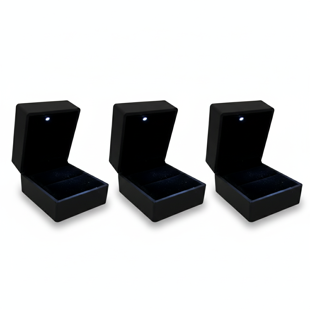 LED Ring Box Velvet Jewelry Case Gifts Box