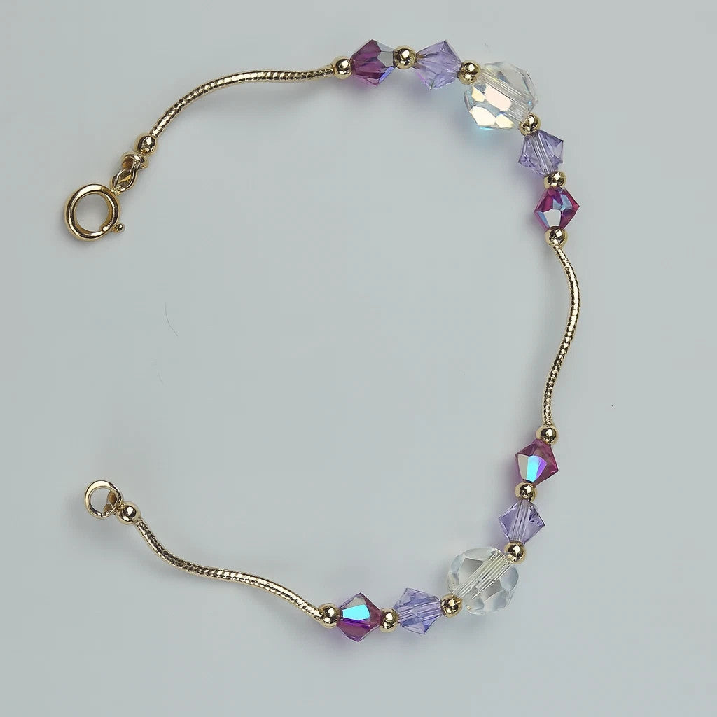 14K Yellow Gold Elegant Crystals Bracelet Kids Baby Girls & Boy