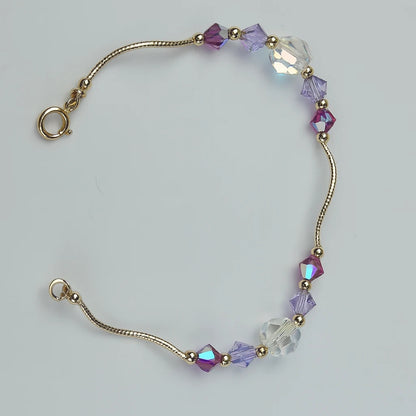 14K Yellow Gold Elegant Crystals Bracelet Kids Baby Girls & Boy