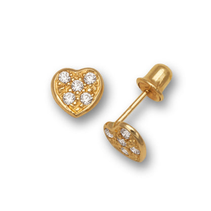 14K Yellow & White Gold Love Dainty Screw Back Stud Earrings for Women