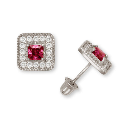 14K Yellow & White Gold Cubic Zirconia Square Fashion Earrings for Women