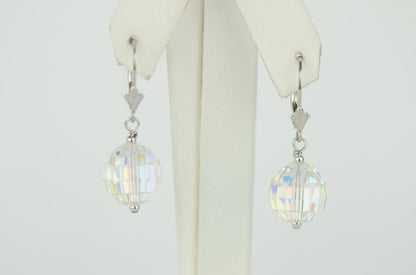 Sterling Silver Earrings 6-12mm Crystal Aurore Boreale Drop Dangle
