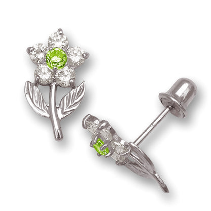 14K Yellow & White Gold Flower Shape Stud Earrings for Women