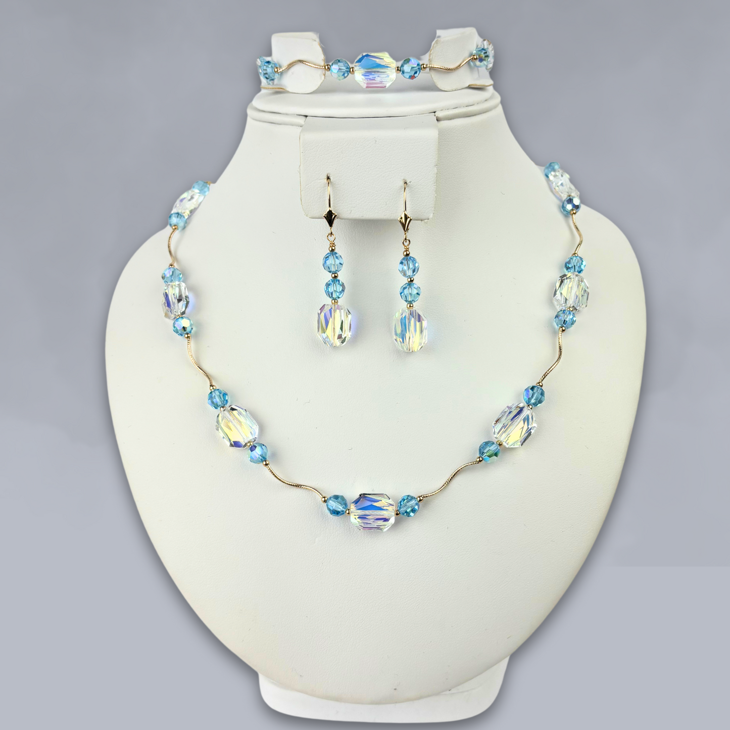 14K Necklace Set made with crystals from Swarovski for Women