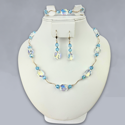 14K Necklace Set made with crystals from Swarovski for Women