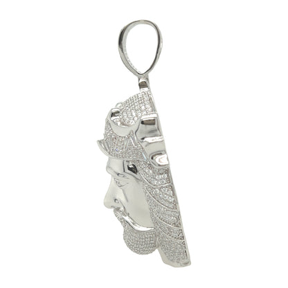 925 Sterling Silver Jesus Head with Tourmaline CZ eyes Charm Pendant