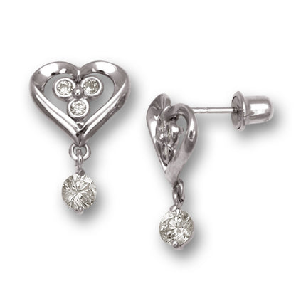 14K Yellow & White Gold Heart Shape Fashion Earrings for Women