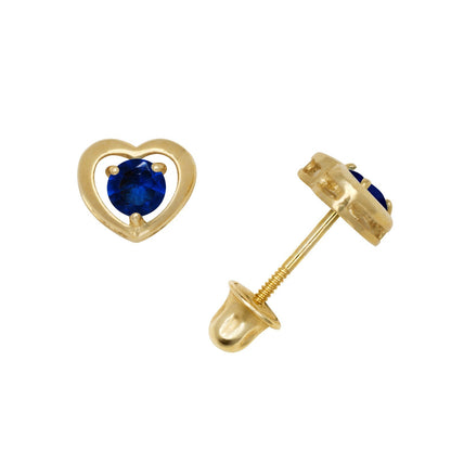 14K Yellow & White Gold Elegant CZ Heart Shaped Stud Earrings for Women