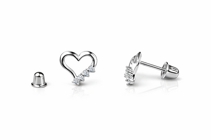 14K White or Yellow Gold Heart Shape CZ Stud Earrings