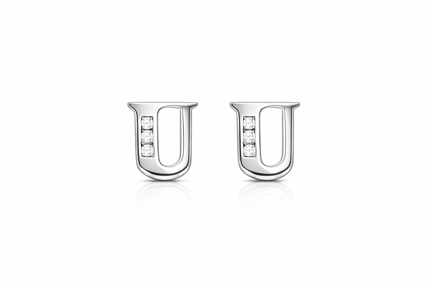 14k Yellow or White Gold Initial Letters CZ Stud Earrings