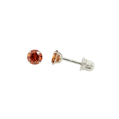 14K Gold GRA Certified D-VVS1 Round Orange Moissanite Screw Back Studs Earrings