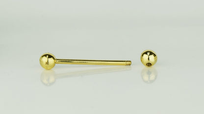 14k Yellow or White Gold Ball Barbell Bar Tongue Body Jewelry Piercing
