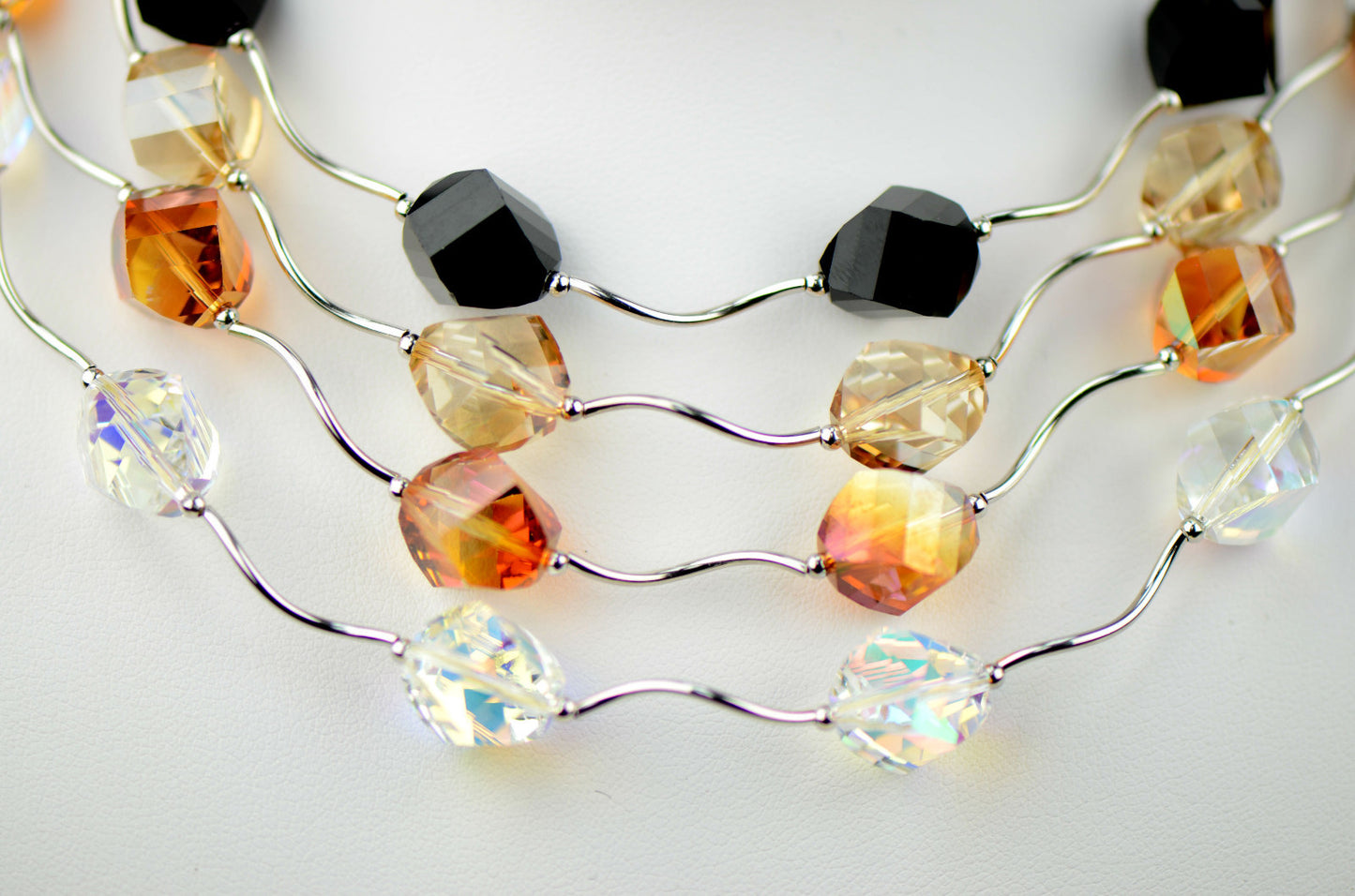 Crystal Sterling Silver 3pcs Set: Necklace,Bracelet,Earrings