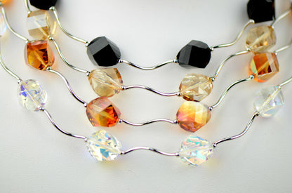 Crystal Sterling Silver 3pcs Set: Necklace,Bracelet,Earrings