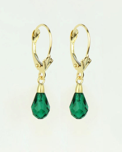 14k Yellow Gold Tear Drop Dangle leverback Earrings