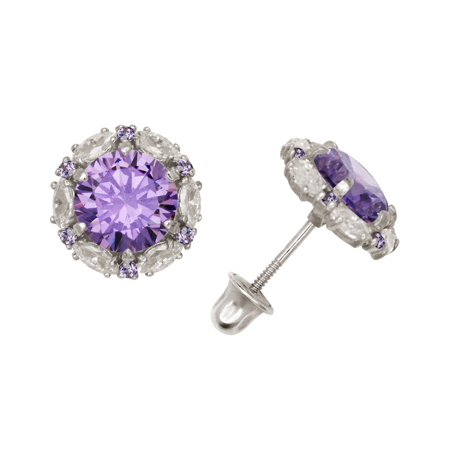 14k Yellow/White Gold Halo Marquise Stud Earrings