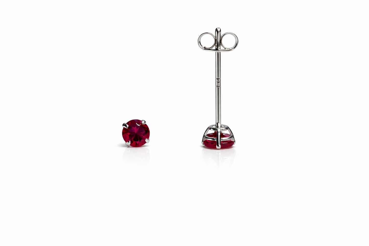14K White Gold 3mm Round Birthstone Stud Earrings with Push back