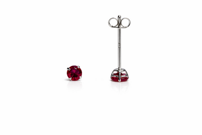 14K White Gold 3mm Round Birthstone Stud Earrings with Push back